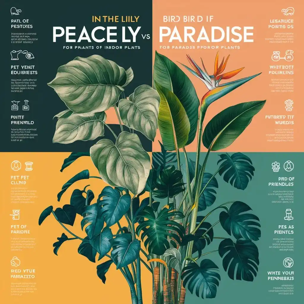 peace lily and bird of paradise comparison